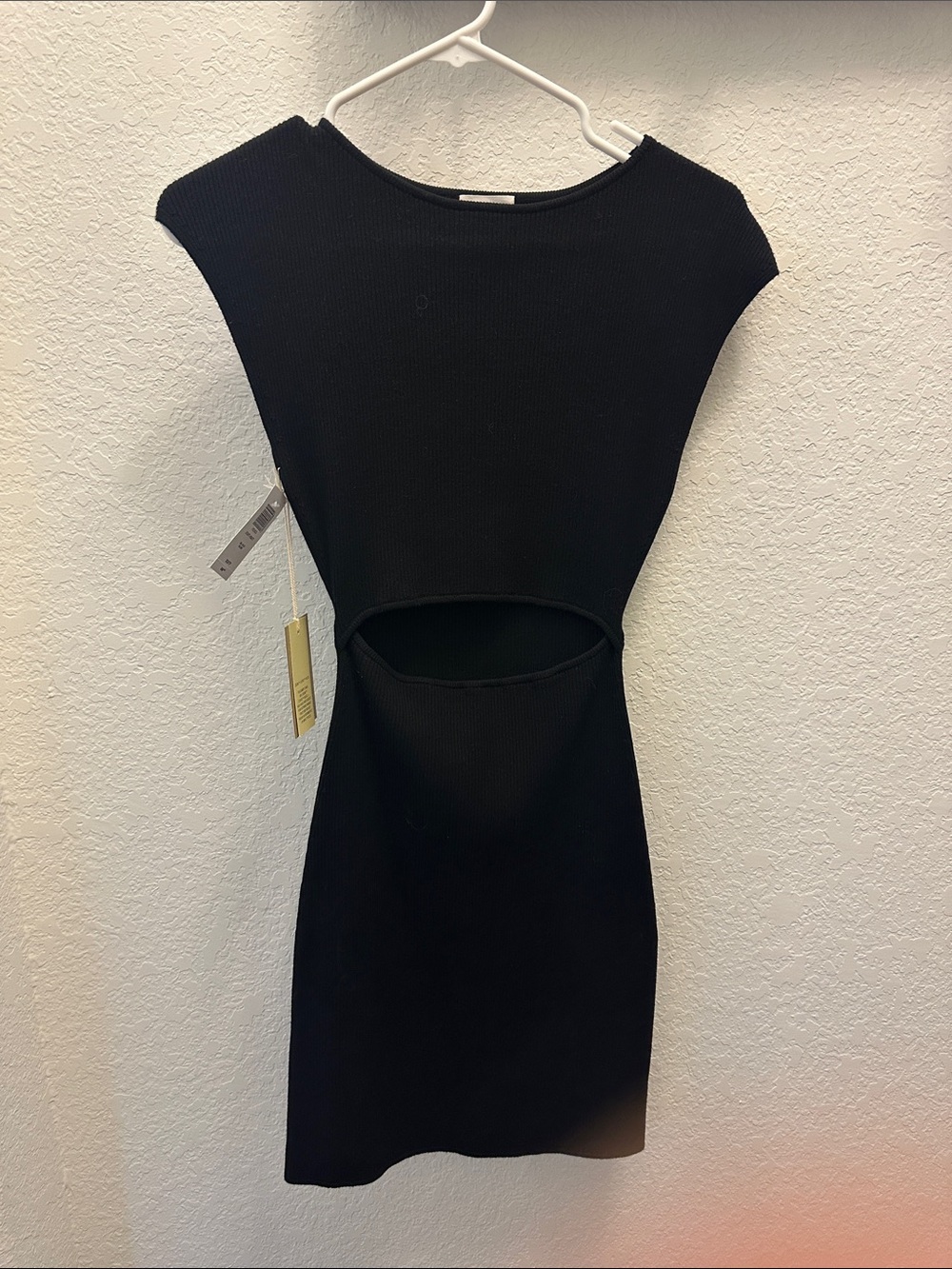 Wilfred free (Aritzia) Black Cutout Rib Knit Women's Dress